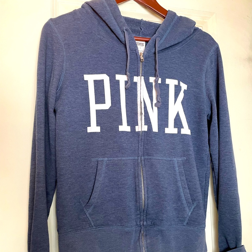 VS PINK Full Zip Logo Hoodie Small